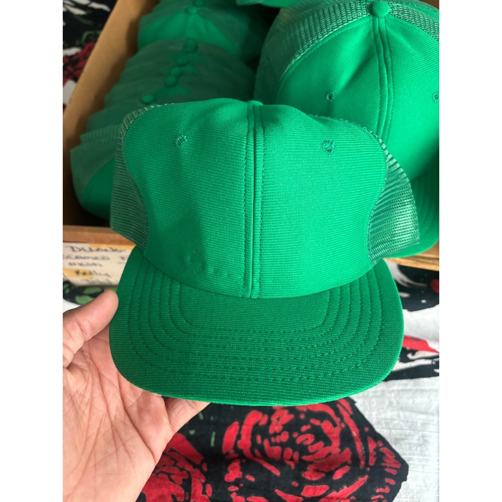 DeLONG Sportswear Vintage Green Trucker Hat Snapback Mesh lot 25 some rot Brim